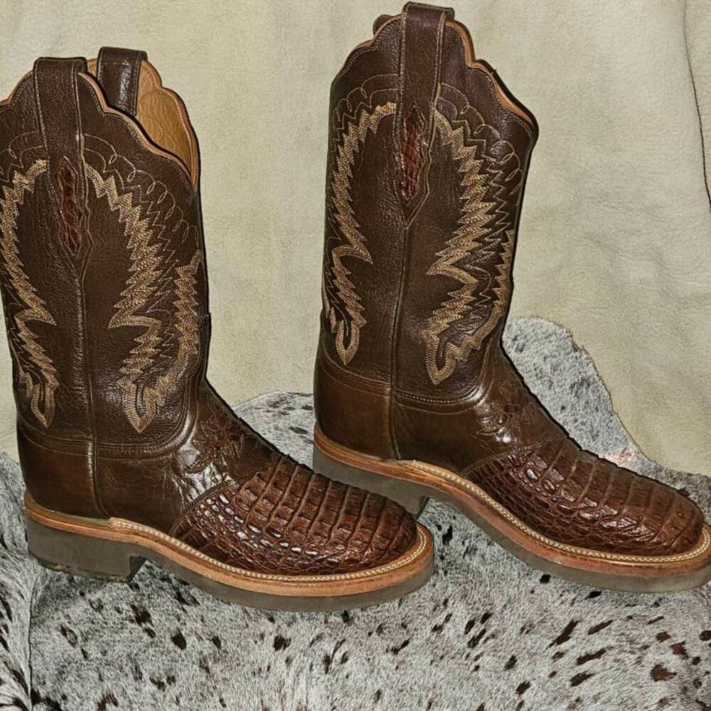 Lucchese EXOTIC Chocolate Caiman Cowboy Boots